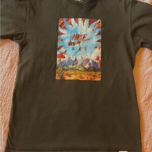 Nike olive green Tee with Vibrant Graphic. Men’s Size Small